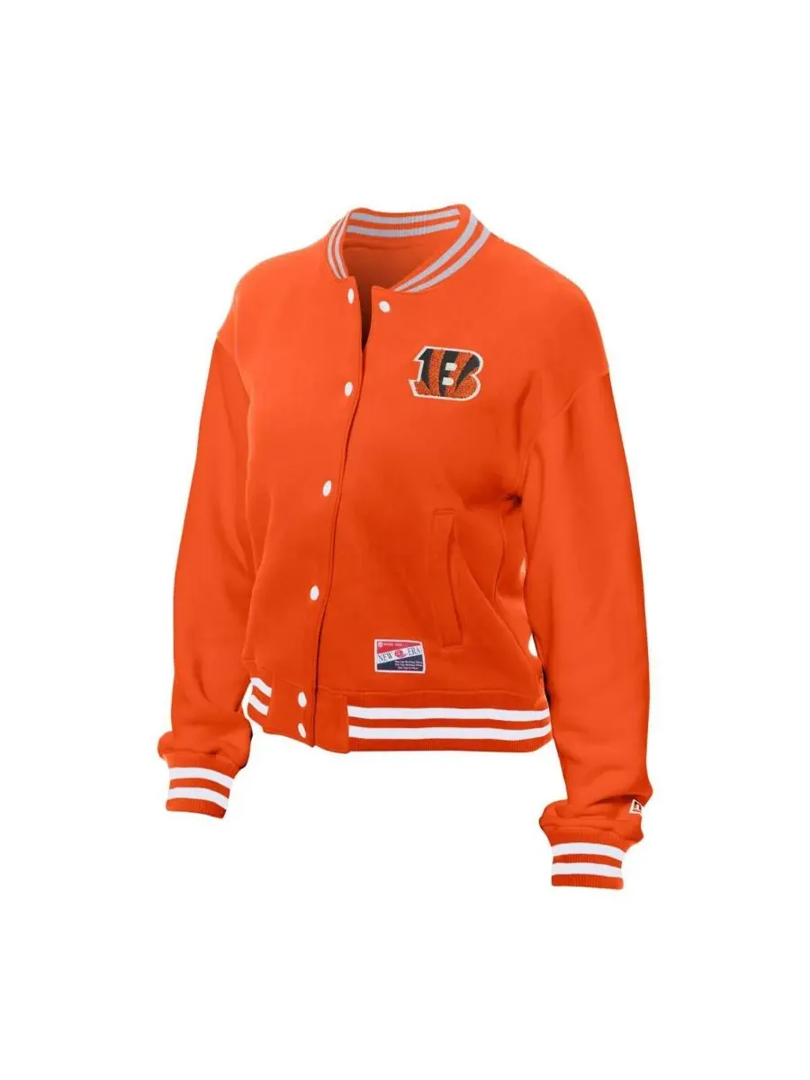 New Era Женская оранжевая флисовая куртка в стиле ретро с логотипом Cincinnati Bengals — изображение 3 из 3, оранжевый