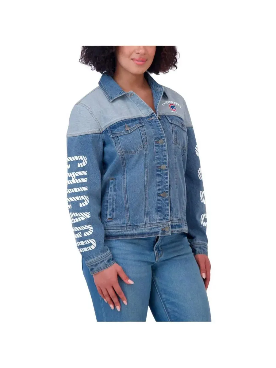 Женская джинсовая куртка Chicago Cubs на пуговицах WEAR by Erin Andrews — изображение 3 из 5, джинсовый синий