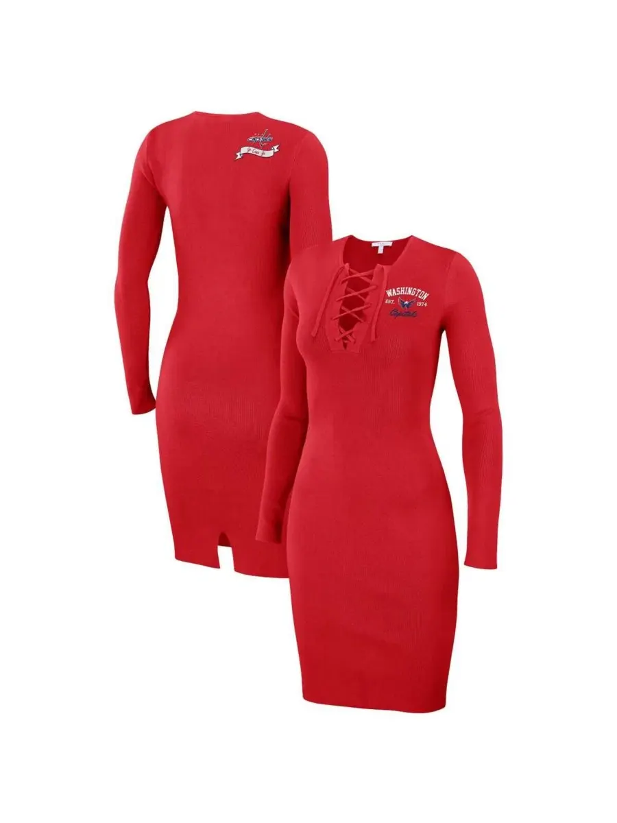 Платье-трапеция с принтом Washington Capitals, модель Lace-Up WEAR by Erin Andrews