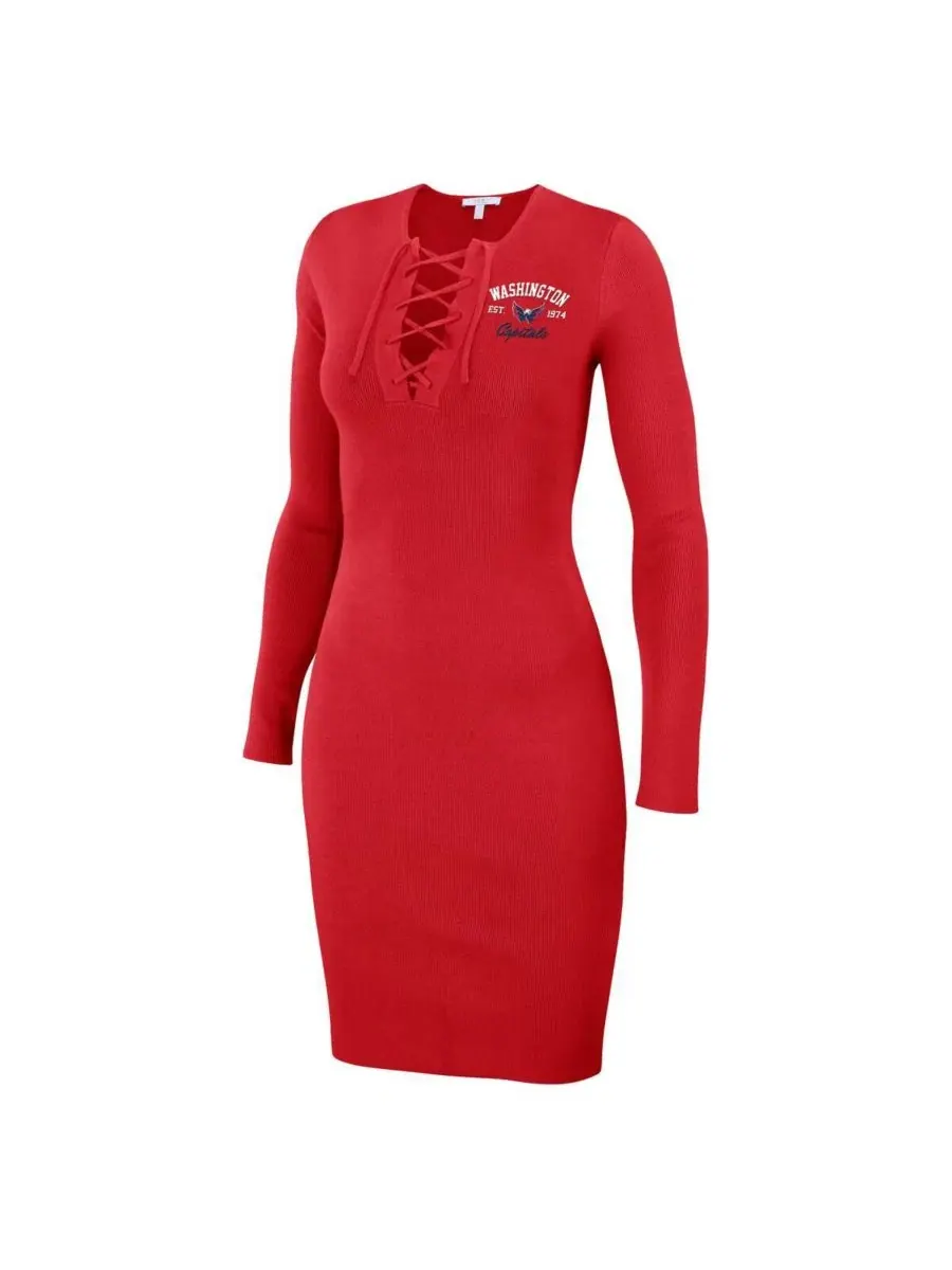 Платье-трапеция с принтом Washington Capitals, модель Lace-Up WEAR by Erin Andrews — изображение 3 из 3, красный