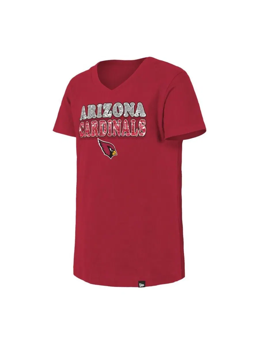 Футболка с V-образным вырезом с блестящими пайетками Arizona Cardinals New Era — изображение 3 из 3, красный
