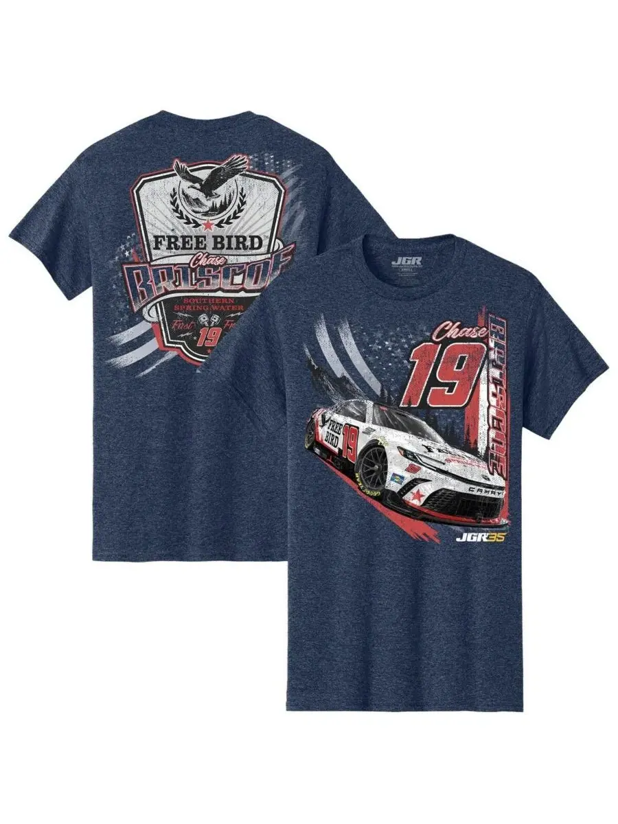 Футболка с принтом Chase Briscoe 19 Free Bird Southern Spring Water Joe Gibbs Racing Team Collection — синий