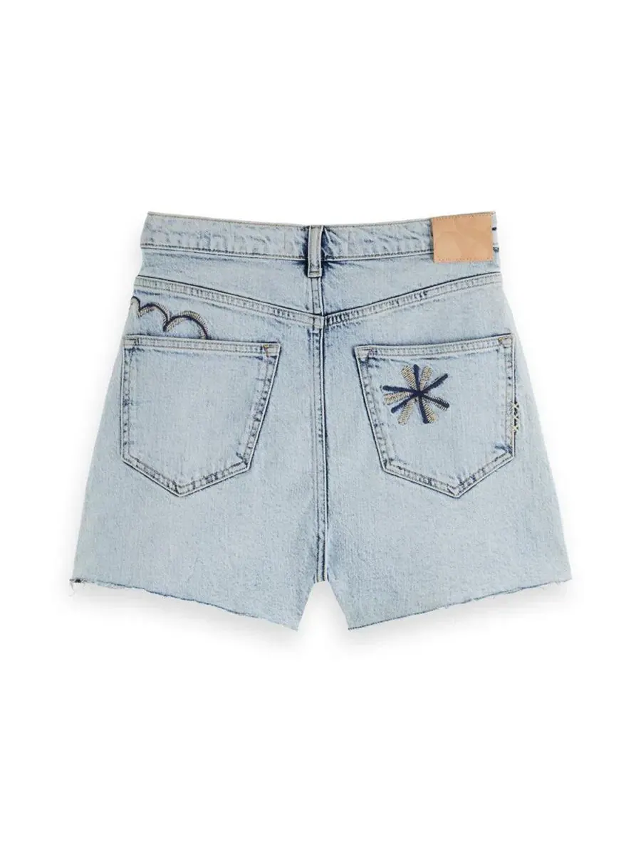 Джинсовые шорты с вышивкой The Ray Cut Off Denim Short SCOTCH & SODA, Spring Lights — изображение 3 из 5