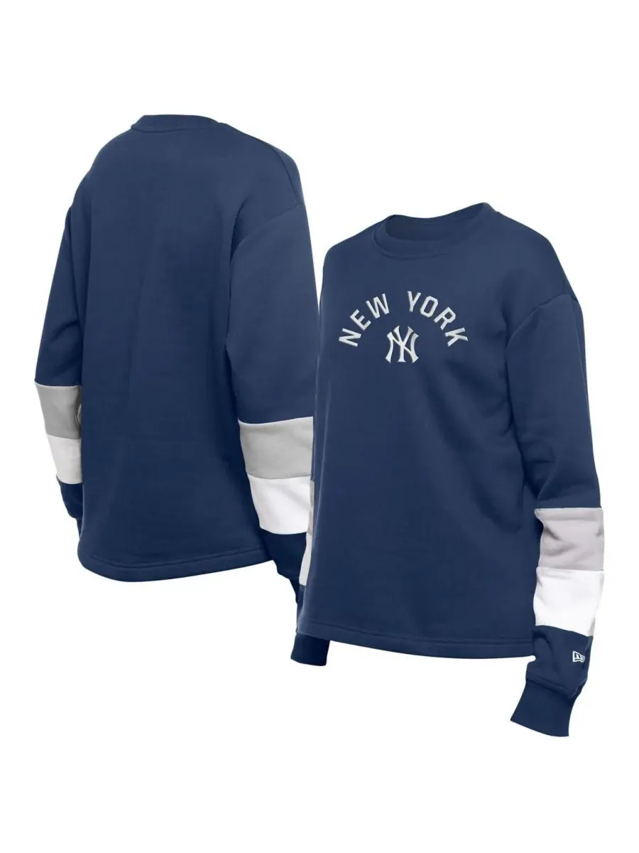 New Era Женская темно-синяя толстовка с круглым вырезом New York Yankees Gameday