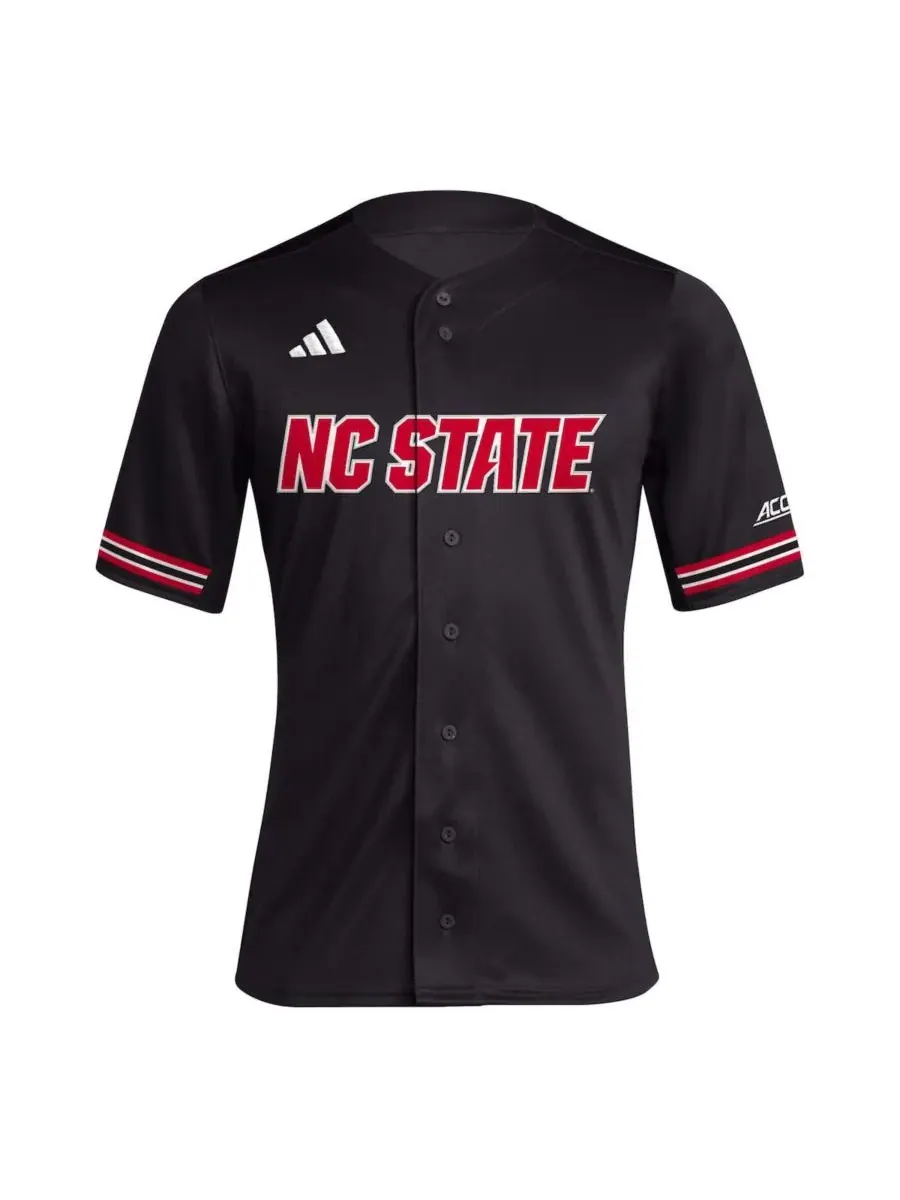 Мужская бейсбольная футболка NC State Wolfpack в стиле ретро с обратной стороной Adidas — изображение 2 из 5, черный
