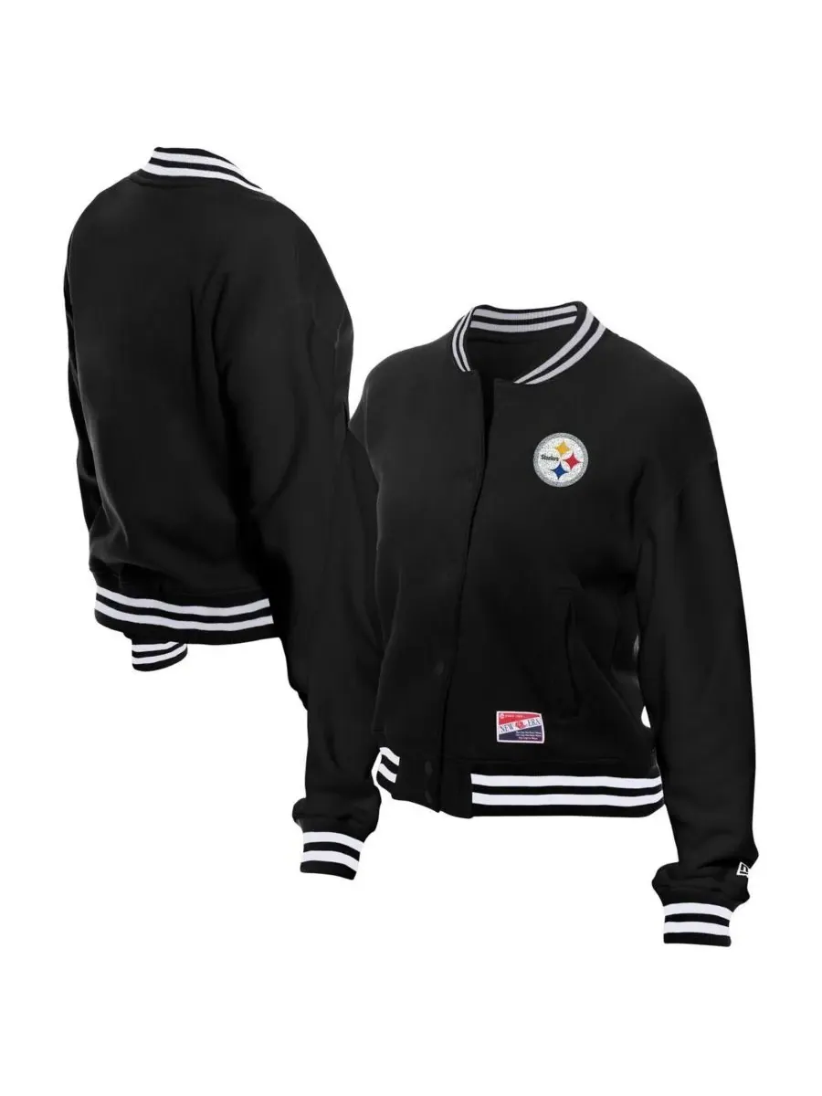 New Era Женская черная флисовая куртка в стиле ретро с символикой команды Pittsburgh Steelers