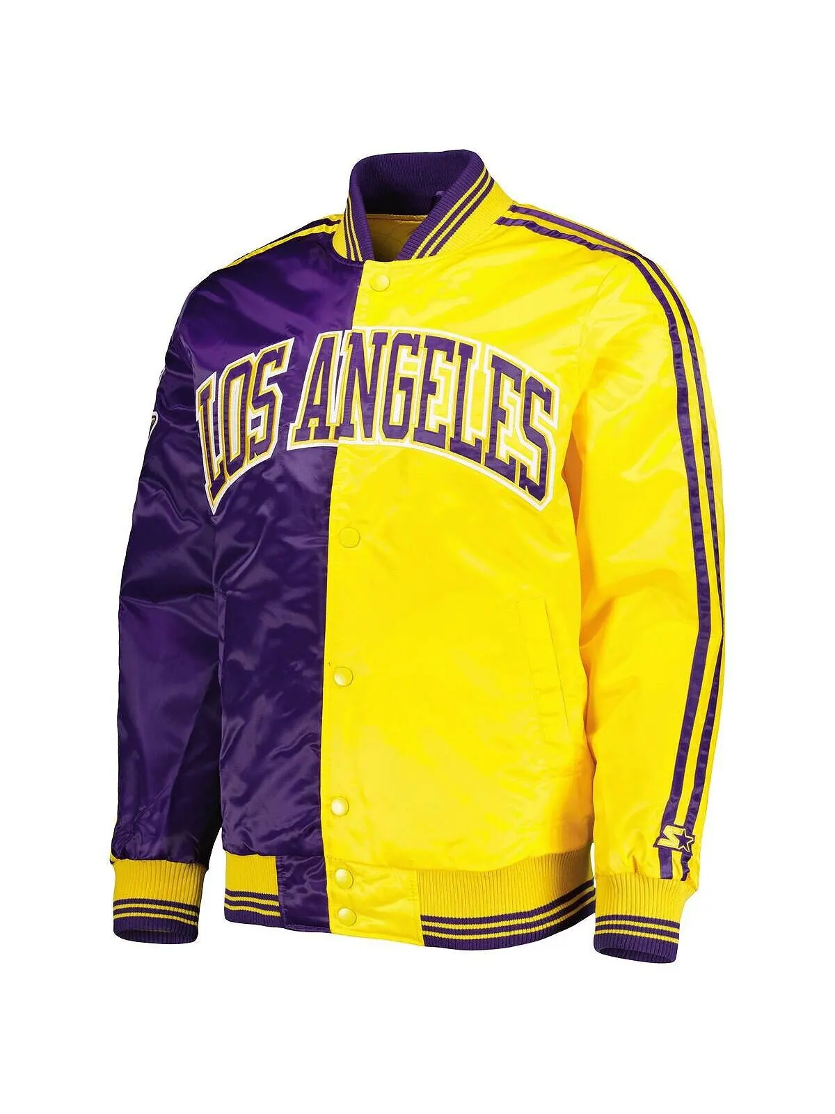 Мужская пурпурно-золотая куртка los angeles lakers fast break satin full-snap Starter — изображение 4 из 4