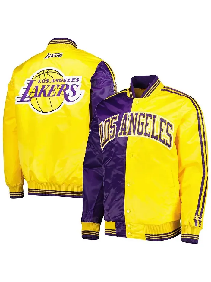 Мужская фиолетовая, золотая куртка Los Angeles Lakers Fast Break на молнии из сатина Starter
