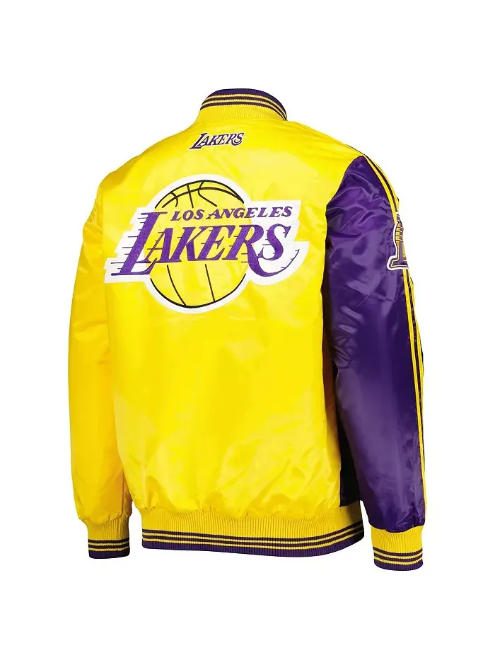 Мужская фиолетовая, золотая куртка Los Angeles Lakers Fast Break на молнии из сатина Starter — изображение 3 из 4
