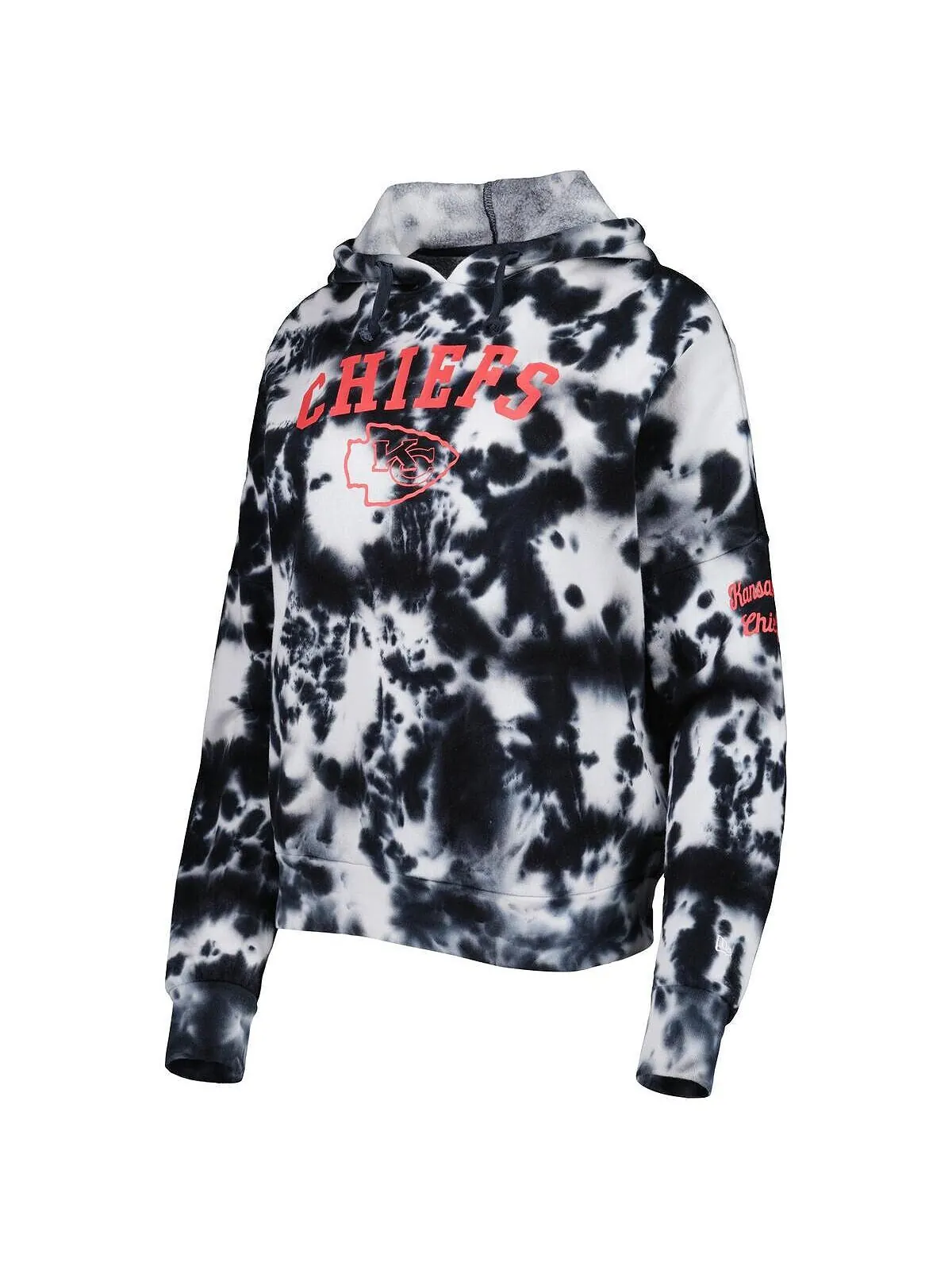 Женский флисовый пуловер с капюшоном Kansas City Chiefs Cloud Dye черного цвета New Era — изображение 2 из 2, черный