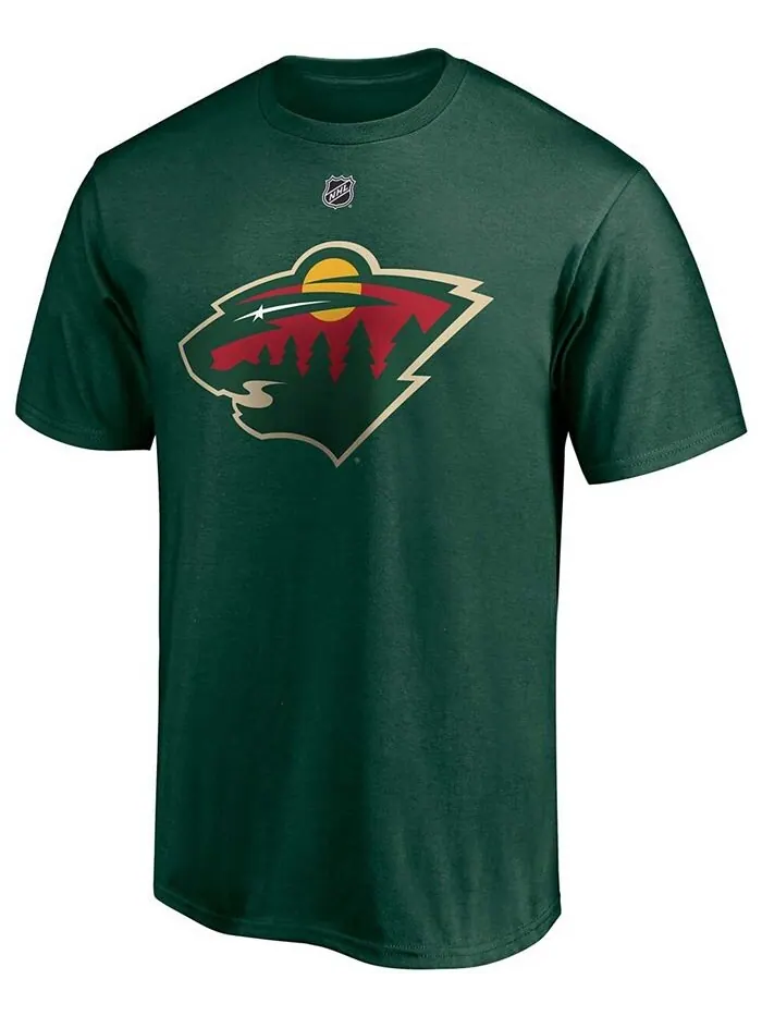 Мужская зеленая футболка Kirill Kaprizov Minnesota Wild Authentic Stack с именем и номером Fanatics — изображение 2 из 3