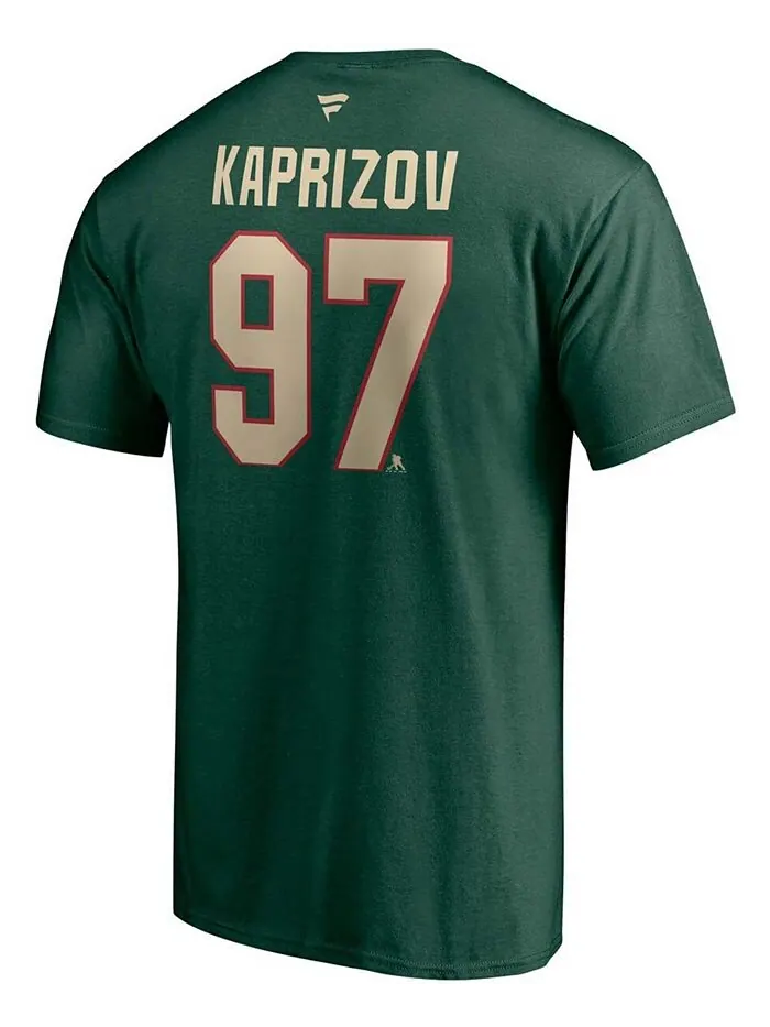 Мужская зеленая футболка Kirill Kaprizov Minnesota Wild Authentic Stack с именем и номером Fanatics — изображение 3 из 3