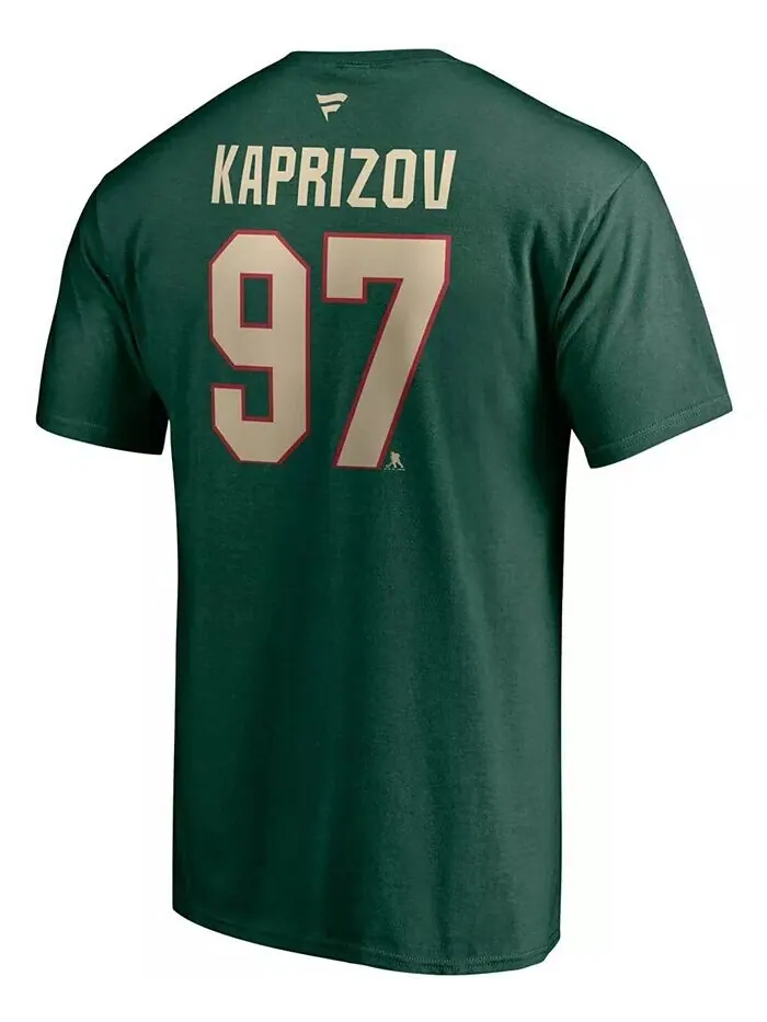 Мужская зеленая футболка Kirill Kaprizov Minnesota Wild Authentic Stack с именем и номером Fanatics — изображение 3 из 3