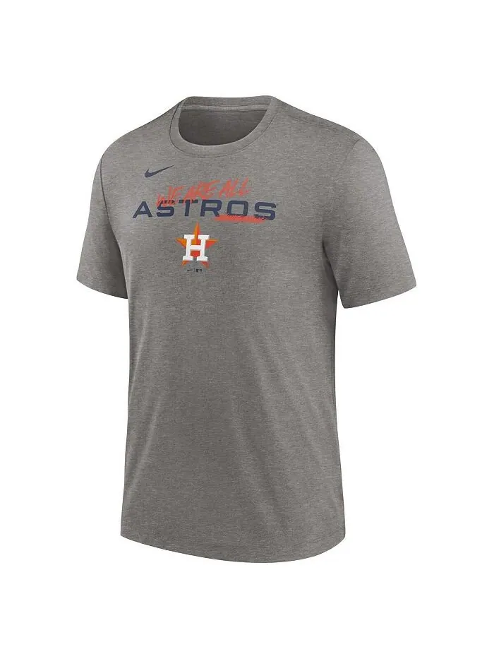Мужская футболка Heather Charcoal Houston Astros We Are All Tri-Blend Nike — изображение 2 из 3, темно-серый