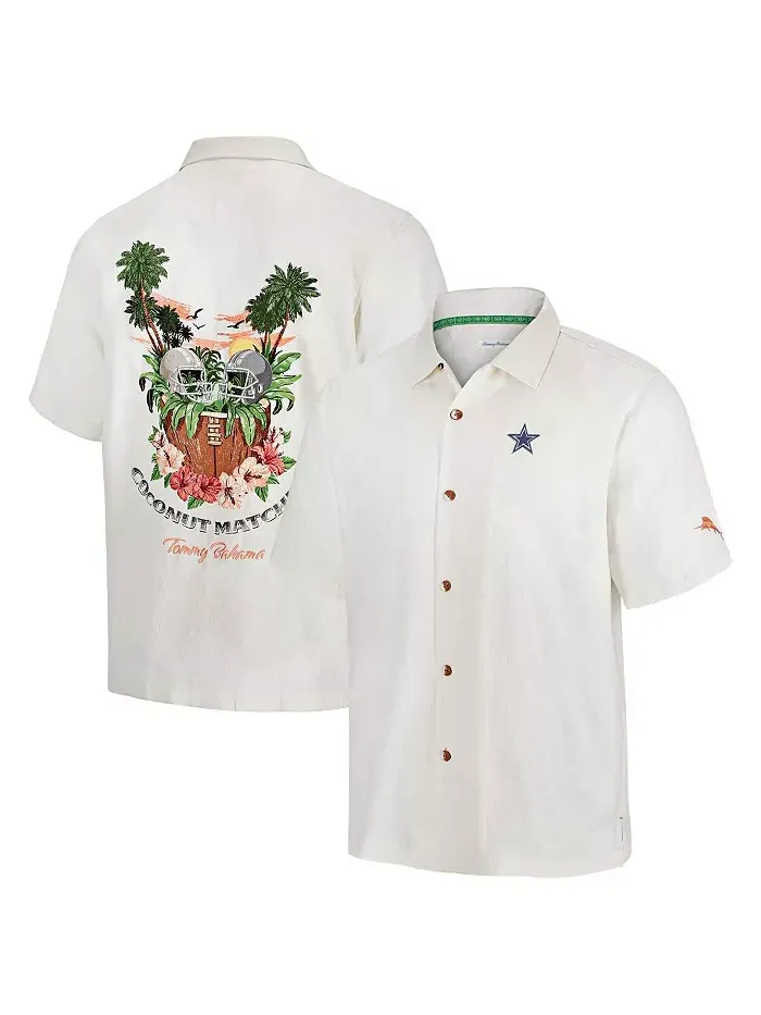 Мужская белая кнопочная рубашка Dallas Cowboys Coconut Matchup Camp Tommy Bahama