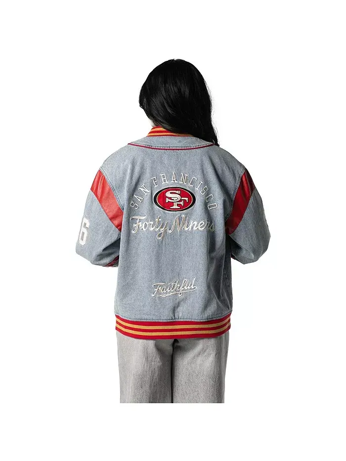 Мужская и женская джинсовая куртка Francisco 49ers The Wild Collective — изображение 3 из 3
