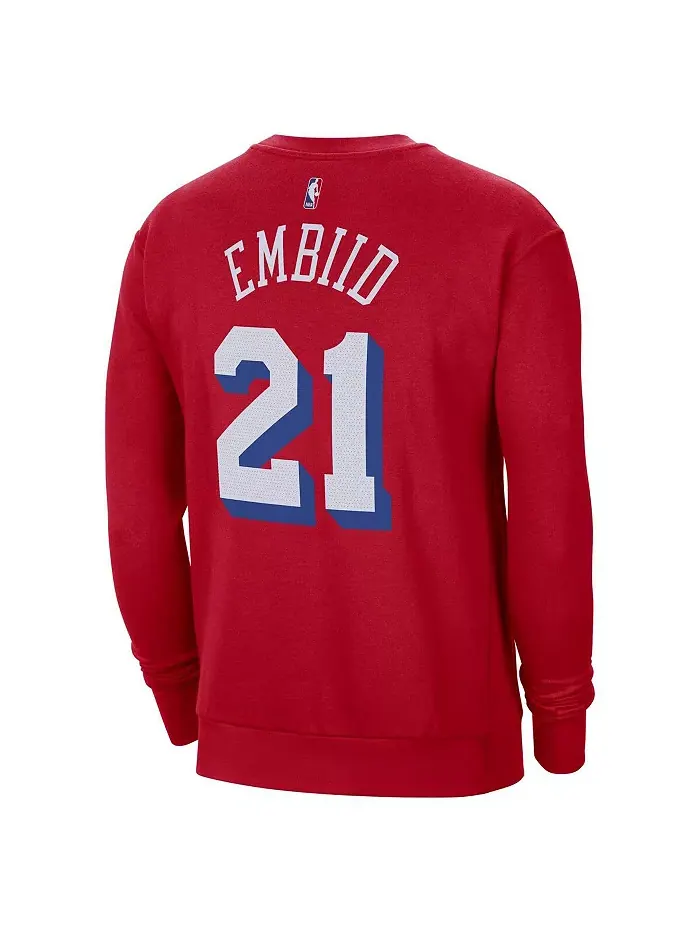 Мужской красный свитшот с капюшоном Philadelphia 76ers Joel Embiid Statement с именем и номером — изображение 3 из 3