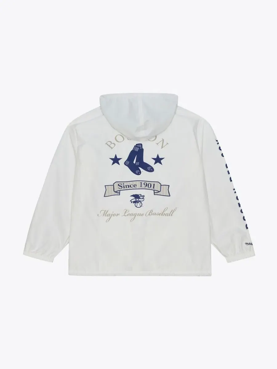 Ветровка-анорак с капюшоном и принтом Boston Red Sox Mitchell & Ness — изображение 2 из 5, белый