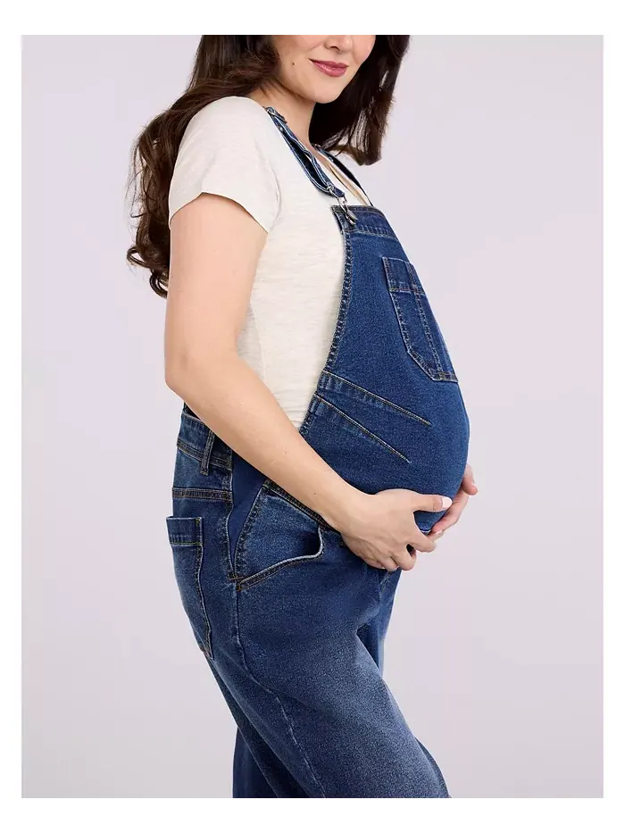 Женский джинсовый комбинезон свободного кроя для беременных - Motherhood Maternity — изображение 3 из 5