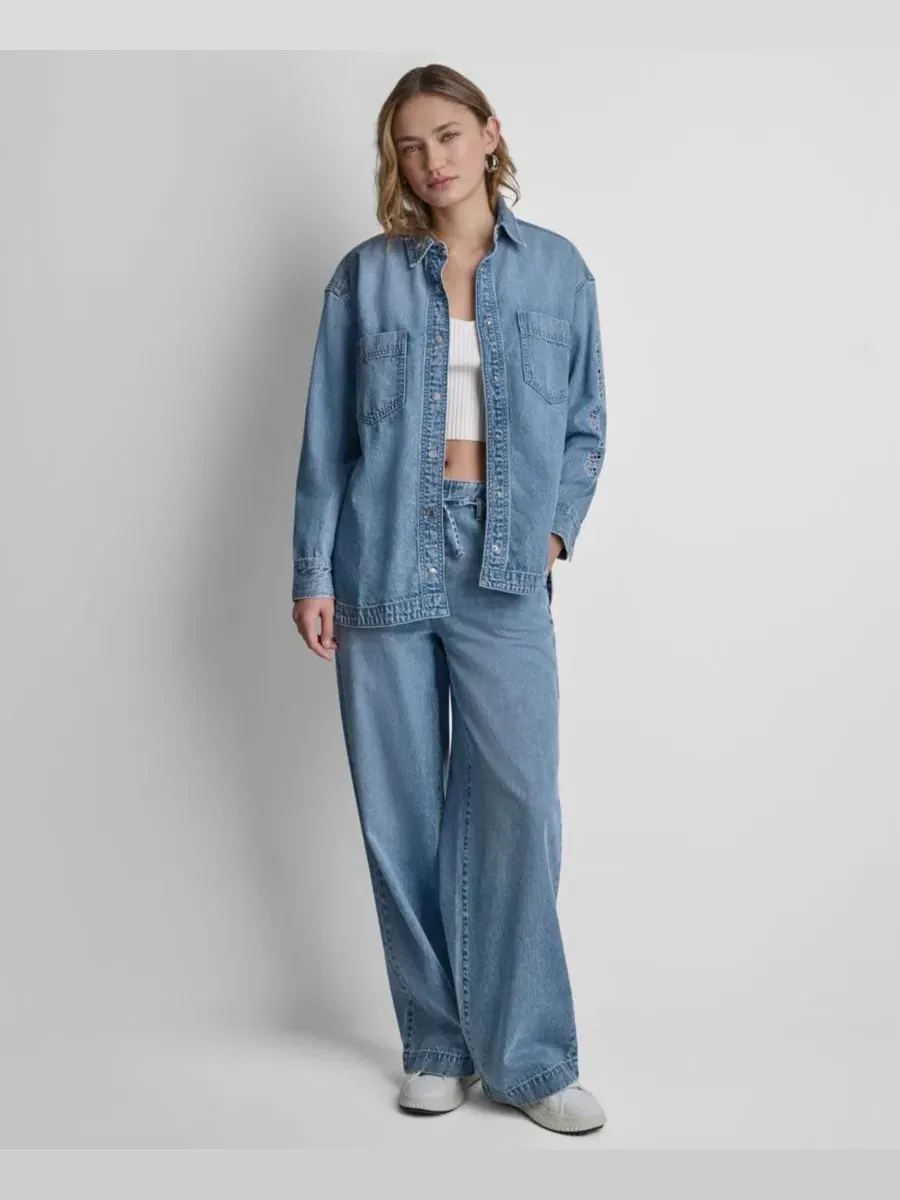 Рубашка оверсайз с длинным рукавом DKNY Jeans, Eden Wash — изображение 2 из 9
