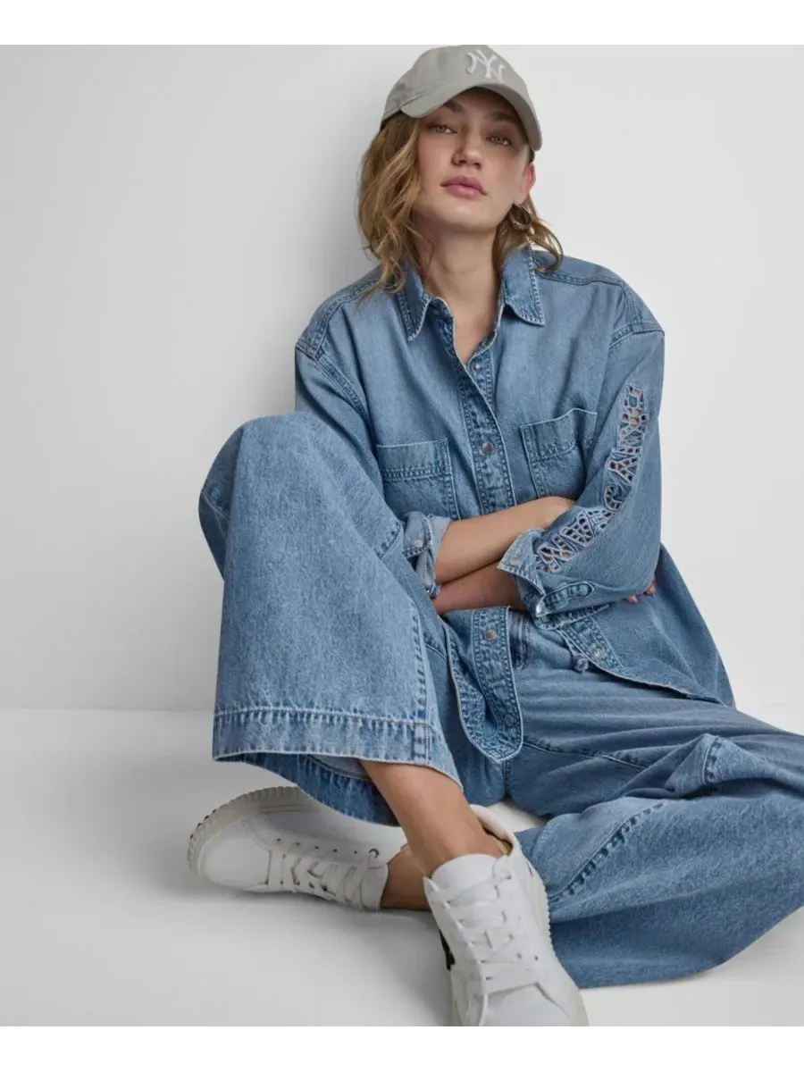 Рубашка оверсайз с длинным рукавом DKNY Jeans, Eden Wash — изображение 9 из 9