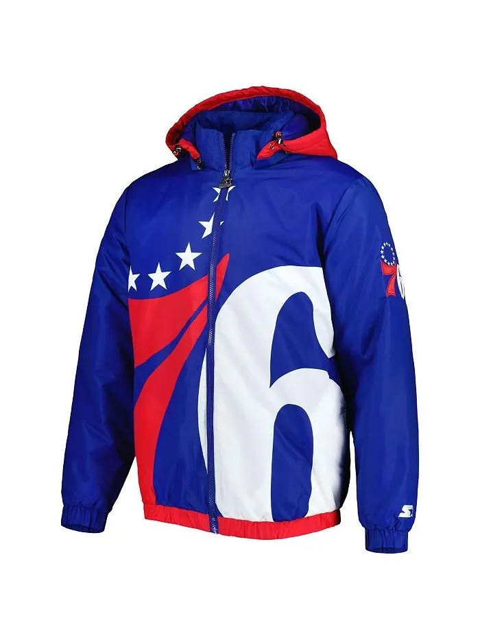 Мужская куртка с капюшоном Royal Philadelphia 76ers The Triple Double с молнией во всю длину Starter — изображение 2 из 3