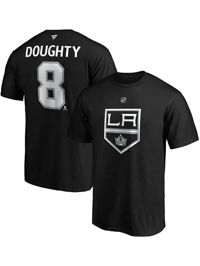 Мужская черная футболка с названием и номером команды Los Angeles Kings Drew Doughty Fanatics