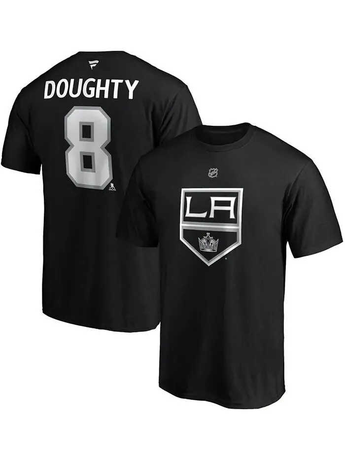 Мужская черная футболка с названием и номером команды Los Angeles Kings Drew Doughty Fanatics — изображение 1 из 3