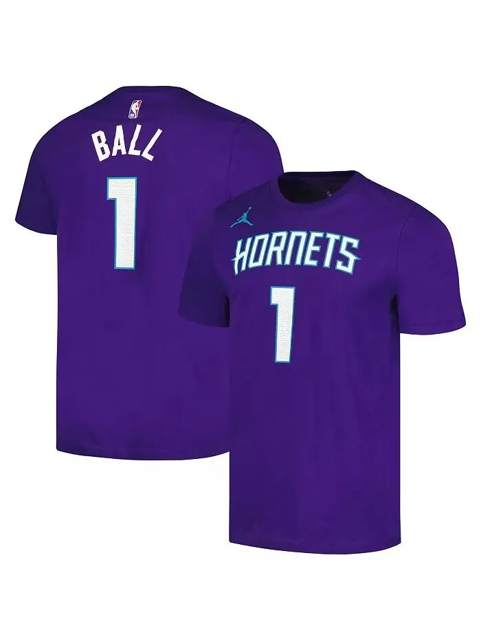 Мужская футболка LaMelo Ball Purple Charlotte Hornets 2022/23 Statement Edition с именем и номером
