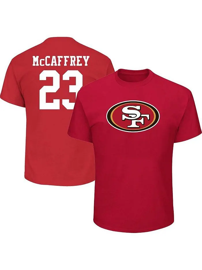 Мужская футболка с именем и номером игрока Christian McCaffrey Scarlet San Francisco 49ers Big and — изображение 2 из 2, алый