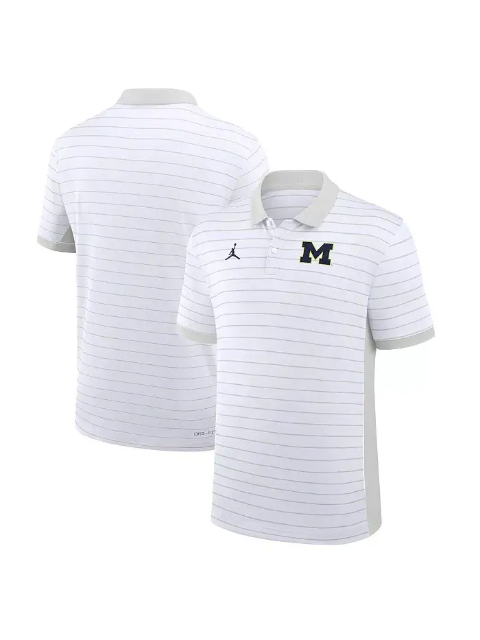 Мужская белая футболка-поло Michigan Wolverines 2025 Early Season Coaches Sideline Victory Stripe