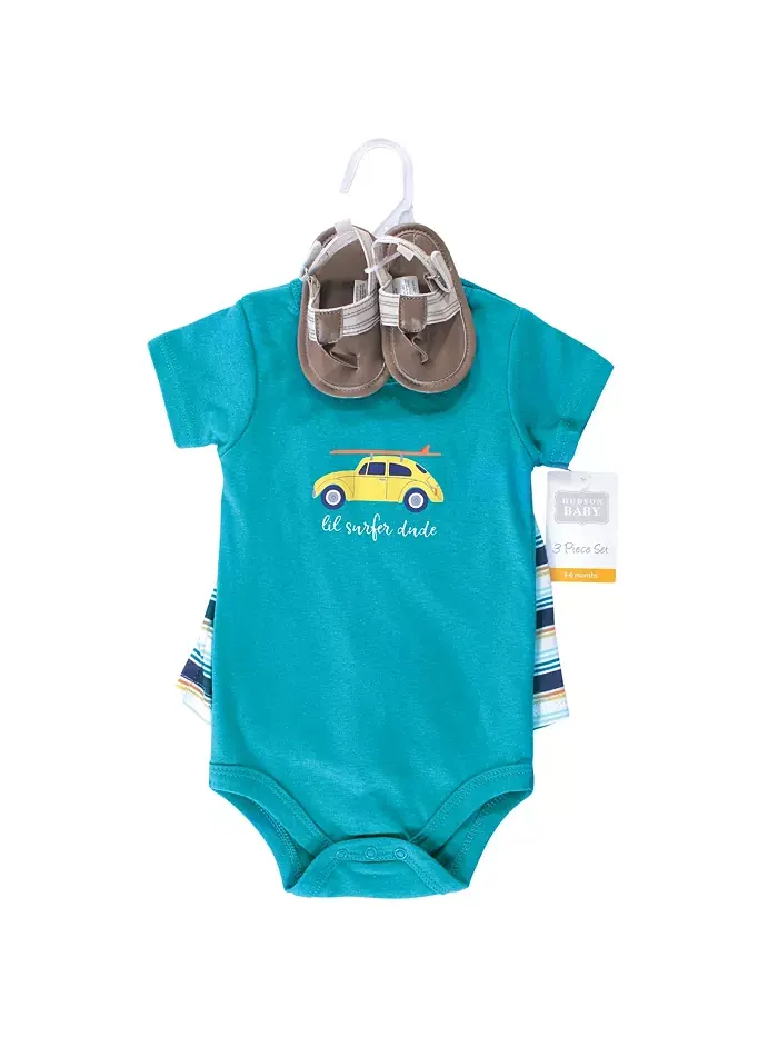 Комплект из дышащего хлопкового боди, шорт и обуви Hudson для мальчиков Hudson Baby — изображение 3 из 5