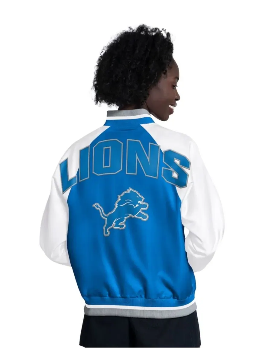 Женская куртка-ветровка с длинным рукавом, модель Raglan Blitz Full-Snap Varsity Starter — изображение 2 из 5, синий белый