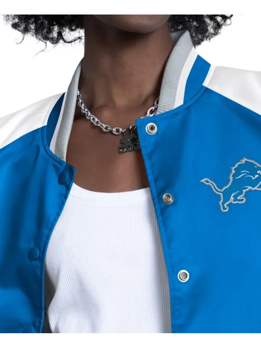 Женская куртка-ветровка с длинным рукавом, модель Raglan Blitz Full-Snap Varsity Starter — изображение 4 из 5, синий белый