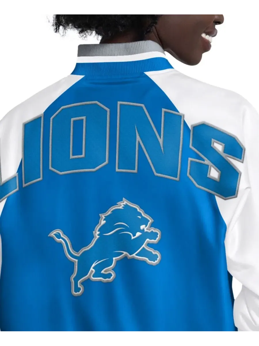Женская куртка-ветровка с длинным рукавом, модель Raglan Blitz Full-Snap Varsity Starter — изображение 5 из 5, синий белый