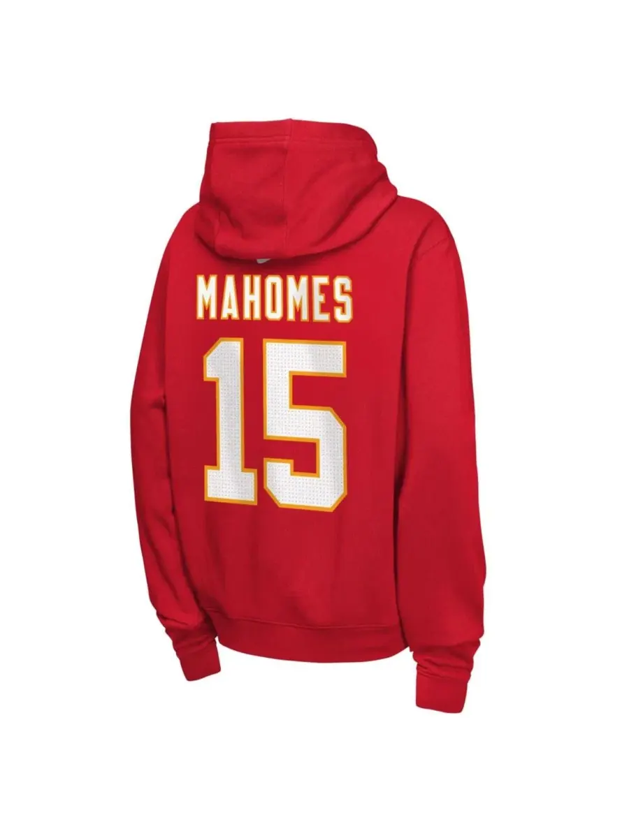 Худи с капюшоном Patrick Mahomes Red Kansas City Chiefs Name & Number Club Fleece Nike — изображение 2 из 3, красный