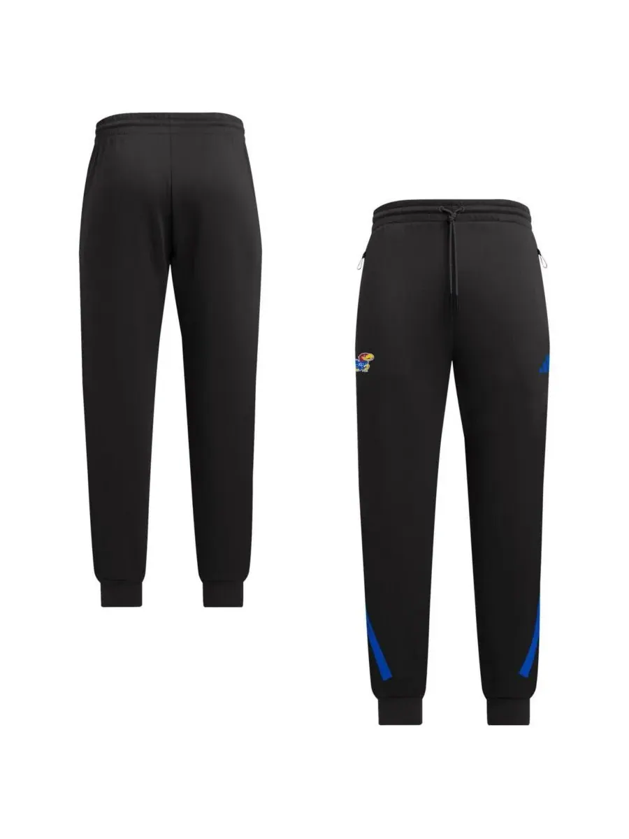 Adidas Мужские черные брюки ZNE с символикой Kansas Jayhawks
