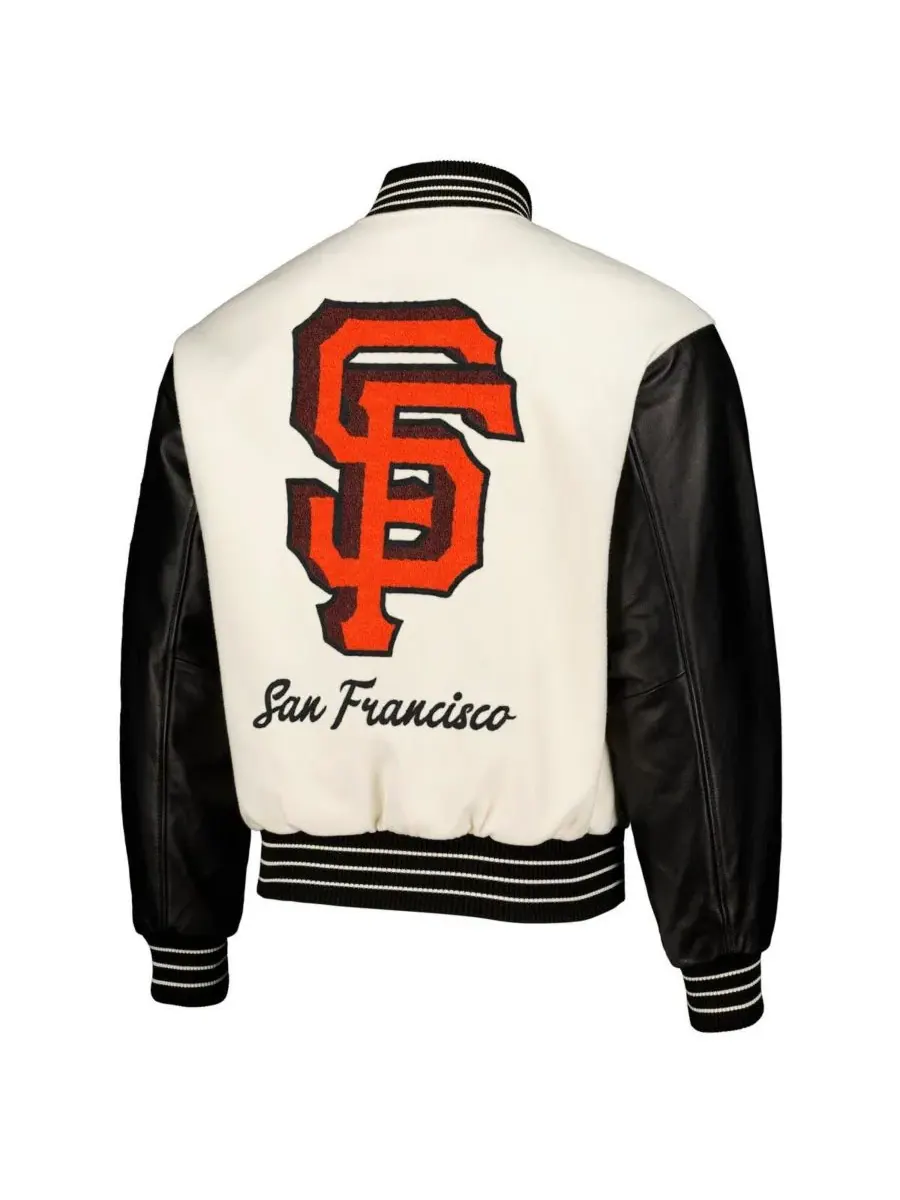 PLEASURES Мужская белая куртка-бомбер San Francisco Giants с застежкой на кнопках — изображение 3 из 4, белый