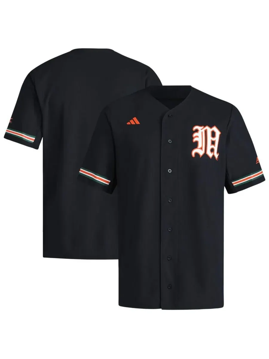 Adidas Мужская черная бейсбольная майка Miami Hurricanes с V-образным вырезом