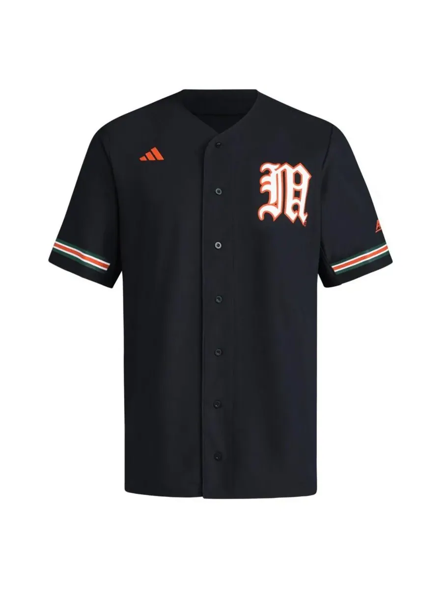 Adidas Мужская черная бейсбольная майка Miami Hurricanes с V-образным вырезом — изображение 2 из 3, черный