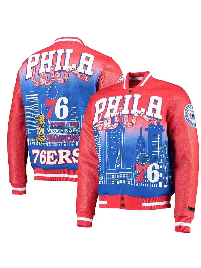Мужская красная бейсбольная куртка Philadelphia 76ers Remix на молнии Pro Standard — изображение 2 из 4