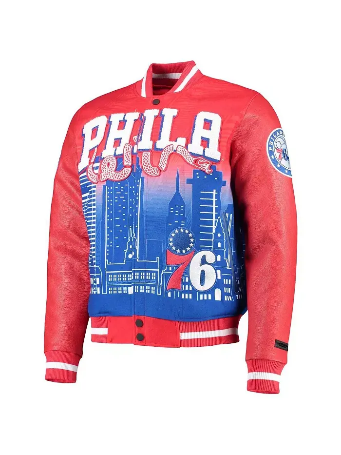 Мужская красная бейсбольная куртка Philadelphia 76ers Remix на молнии Pro Standard — изображение 3 из 4
