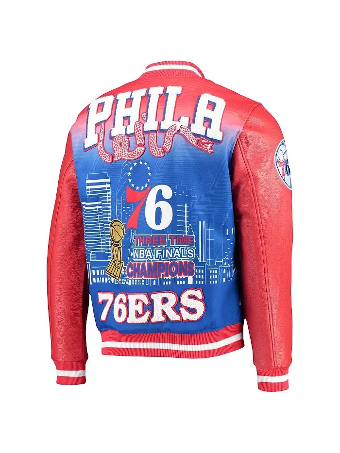 Мужская красная бейсбольная куртка Philadelphia 76ers Remix на молнии Pro Standard — изображение 4 из 4