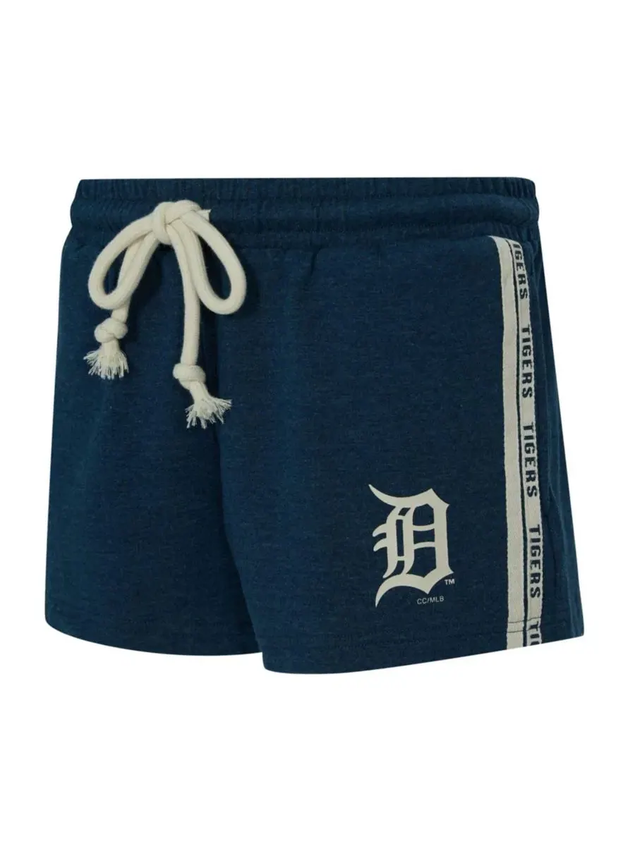 Шорты женские с высокой посадкой из французского футера Detroit Tigers Birch Concepts Sport — изображение 2 из 3, темно-синий