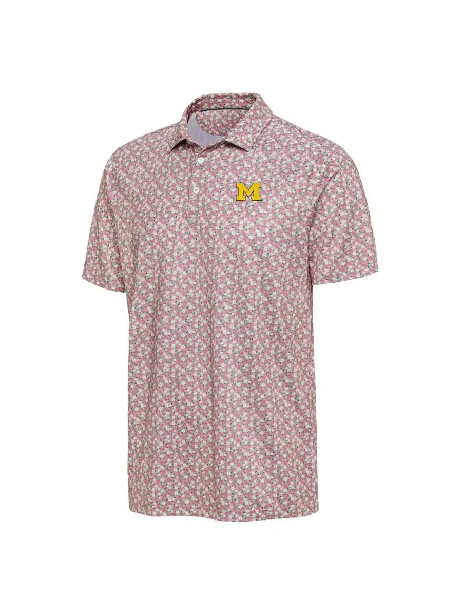Мужское поло с принтом Desert Dry Dogwood Michigan Wolverines Antigua — изображение 2 из 3, розовый