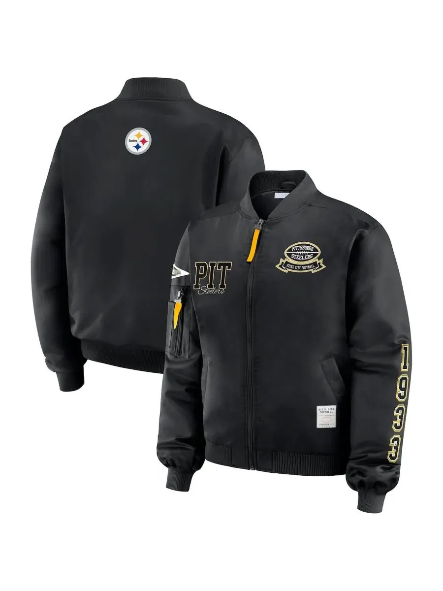 Бомбер на молнии с патчами Pittsburgh Steelers WEAR by Erin Andrews