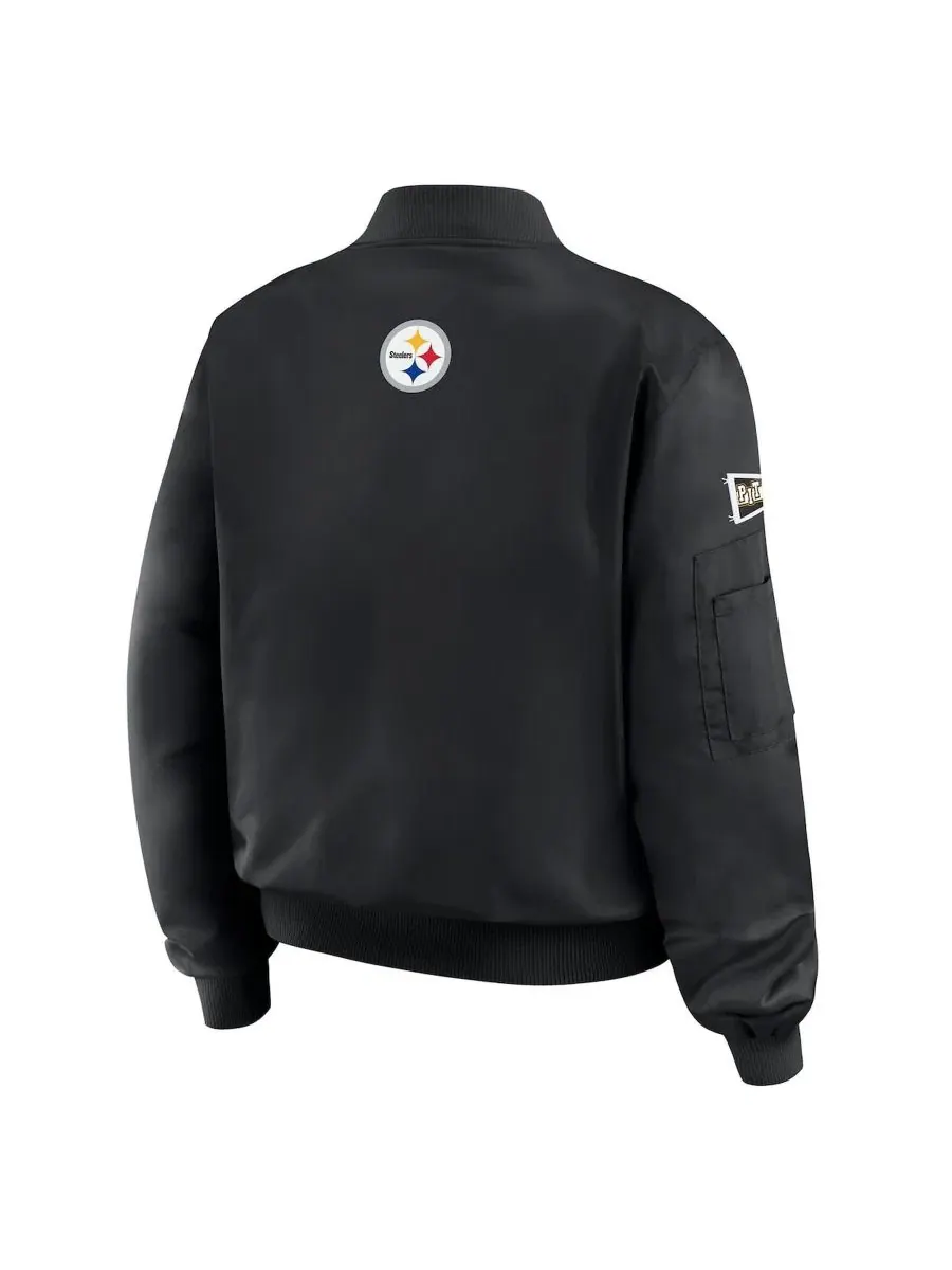 Бомбер на молнии с патчами Pittsburgh Steelers WEAR by Erin Andrews — изображение 3 из 5, черный