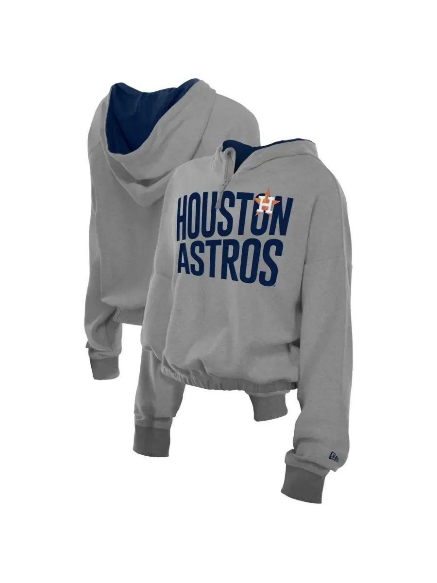 New Era Мужская укороченная толстовка с капюшоном серого цвета с логотипом Houston Astros