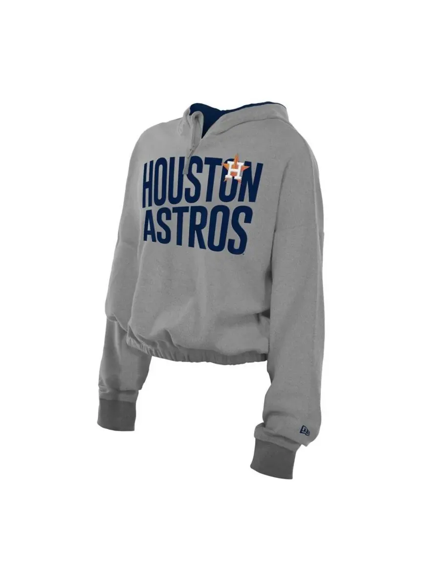 New Era Мужская укороченная толстовка с капюшоном серого цвета с логотипом Houston Astros — изображение 3 из 3, серый