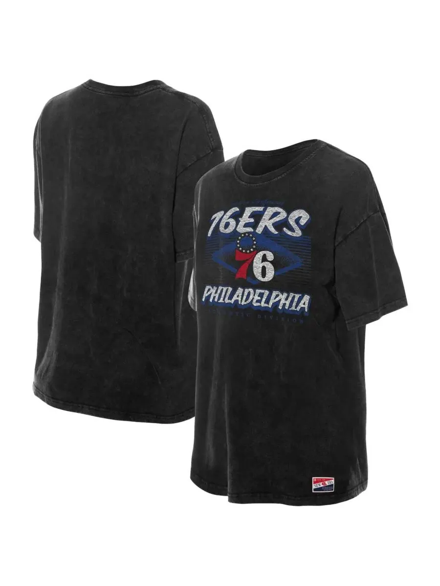 Футболка оверсайз с принтом Philadelphia 76ers Throwback Mineral Wash New Era
